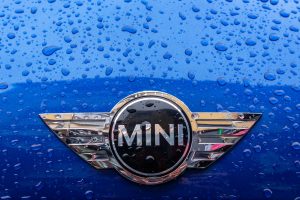 History of the Mini - Mini Logo on Blue Car